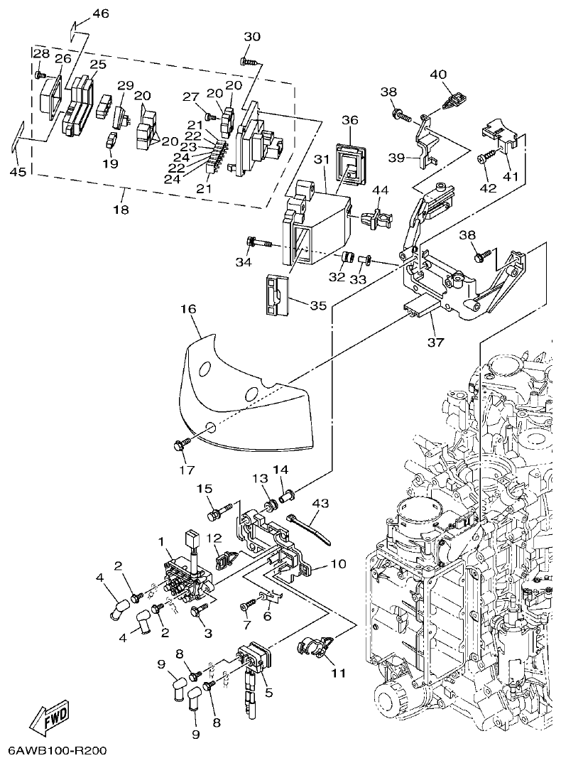Yamaha 20, F350NCC2 ELECTRICAL 2 parts diagram